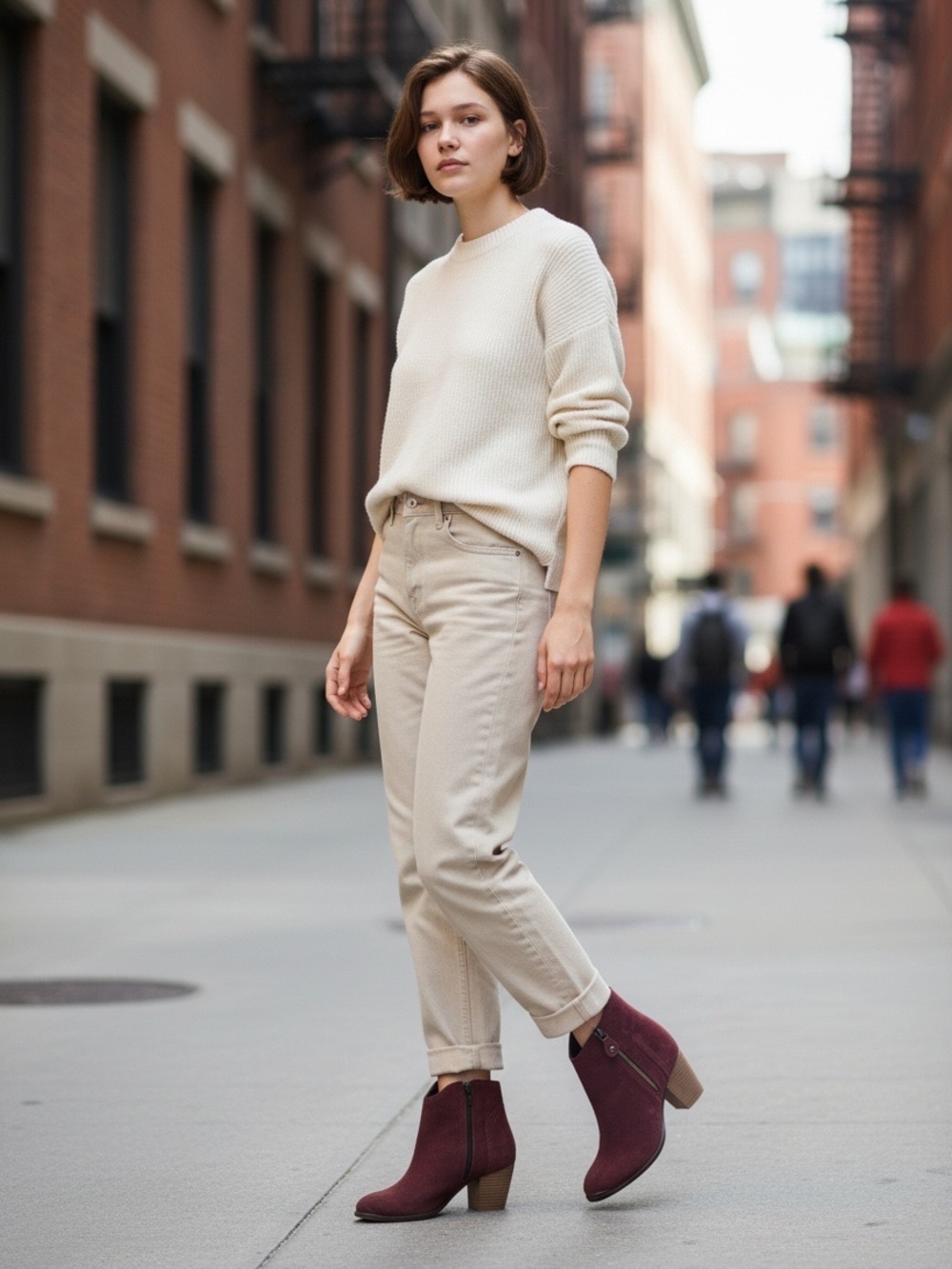 Diba Burgundy Suede Ankle Booties with Block Heel 9 - Picture 6 of 6